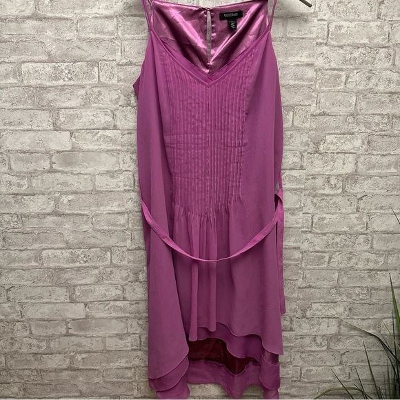 WHITE House Black Market lavender high low dress women’s 16‎ with belt - Picture 1 of 8